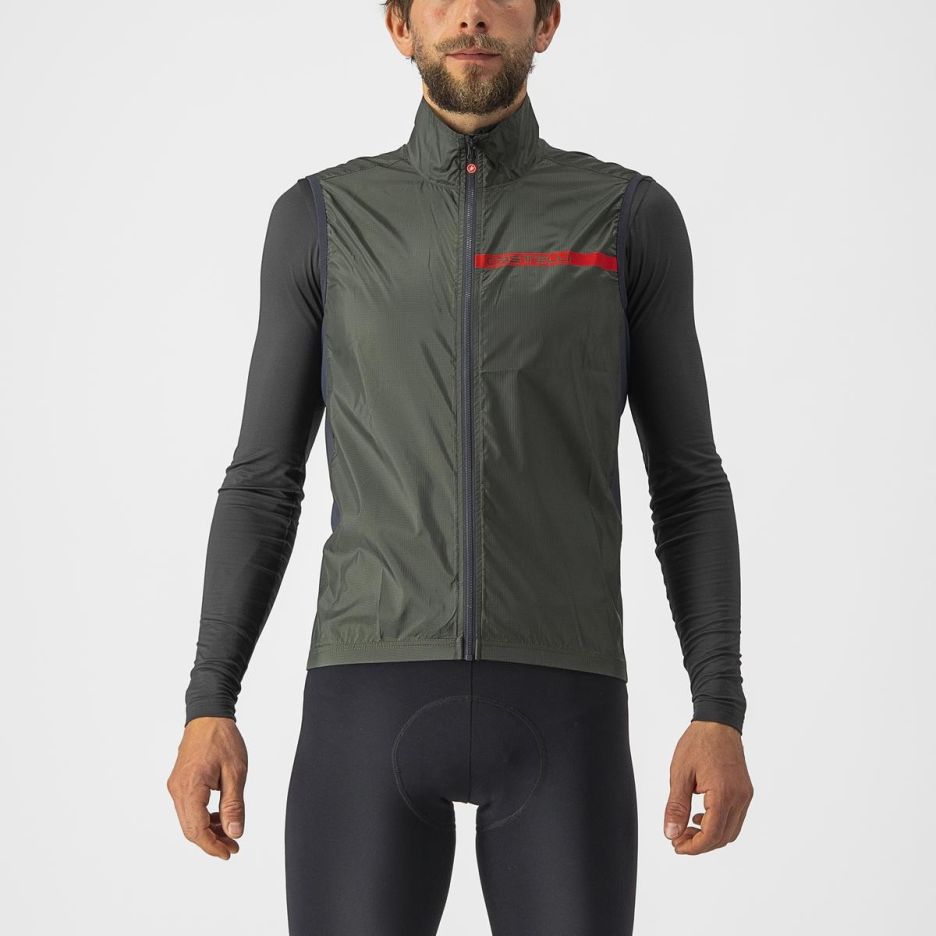 Vesta de vant Castelli Squadra Stretch Kaki M