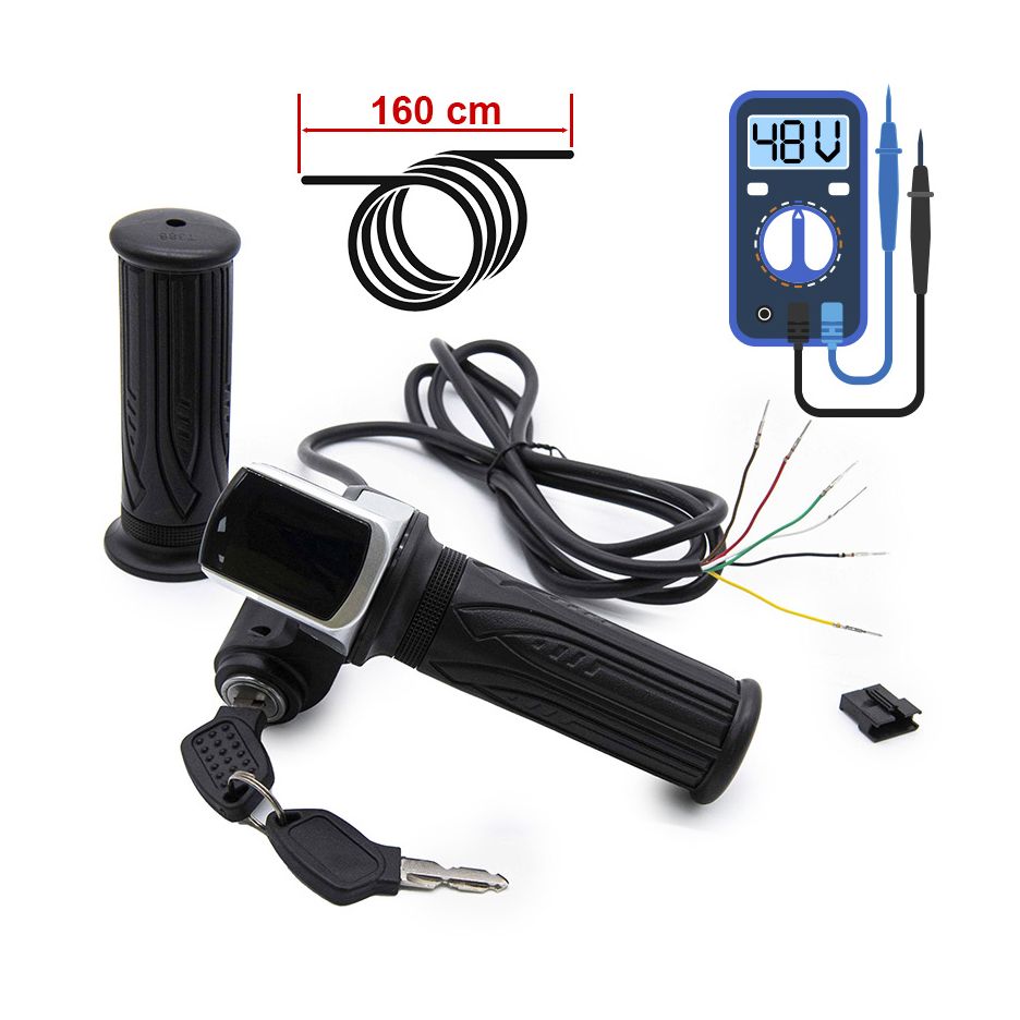 Mansoane universale cu acceleratie si cheie contact pentru biciclete si trotinete electrice - 36V