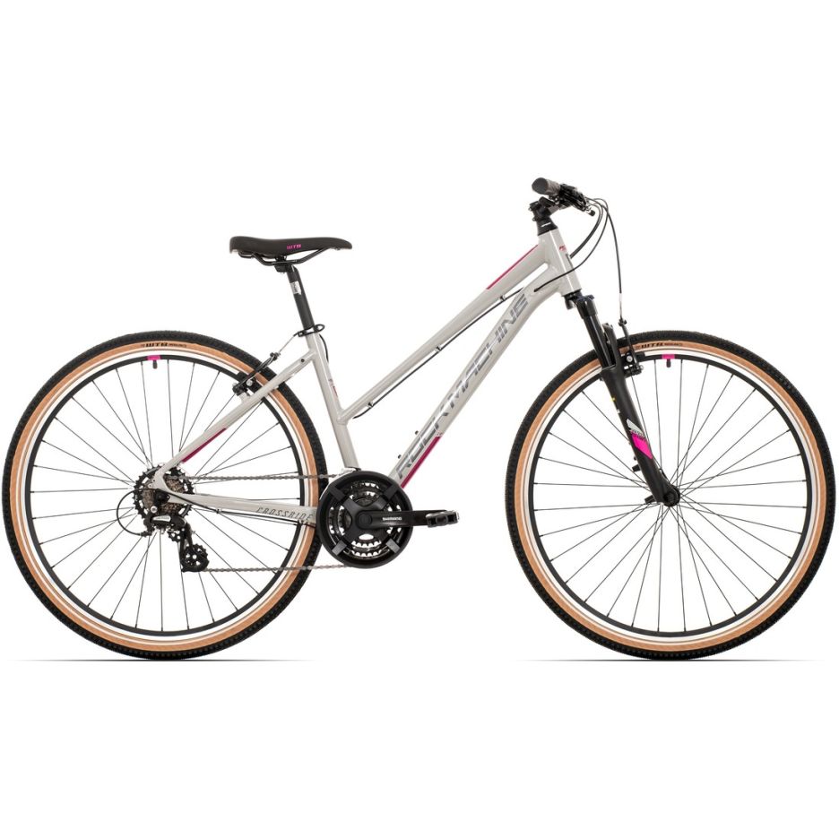 Bicicleta Rock Machine Crossride 100 Lady 29 Gloss Light Grey/Dark Grey/New Pink 19.0 - (L)