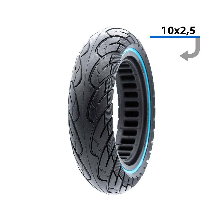 Anvelopa plina ultra-usoara 10x2.5 pentru jante 34mm Negru/Albastru