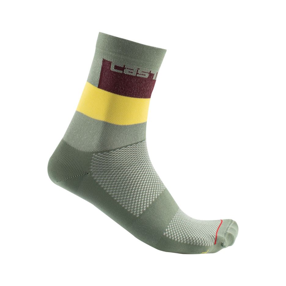 Sosete Castelli Blocco 15 Verde/Galben/Visiniu XXL 44-47