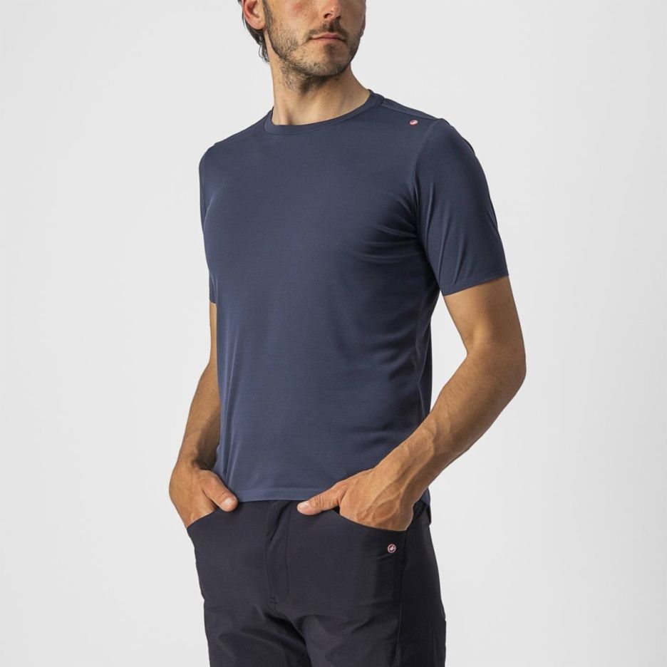 Tricou casual Castelli Tech 2 Tee Bleumarin M