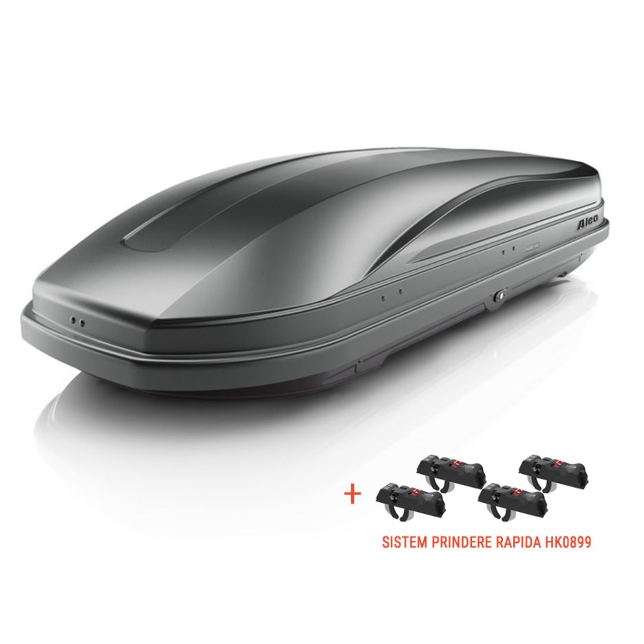 Cutie portbagaj, Aleo, Magic 400, Gri Antracit, Dual side + Sistem Prindere Rapida