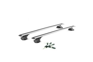 Sistem Bare transversale Green Valley RAPIDO aluminiu Crossbar Vento gri pentru MG 4, 5 usi Hatchback, model 2022-prezent, Sistem cu prindere pe plafon normal (sistem antifurt inclus)