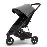 Carucior Thule Spring cu cadru negru + Copertina Thule Canopy GREY MELANGE