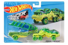 Set camion si masina sport hot wheels fossil freight