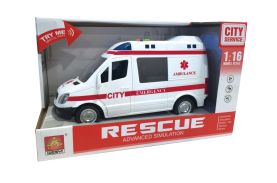 Masinuta ambulanta cu frictiune sunete si lumini scara 1 la 16