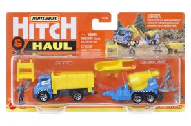 Matchbox hitch&haul set 2 vehicule mbx construction zone tilt n tip mbx cement trailer scara 1:64