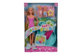 Papusa steffi cu piscina si 2 copilasi