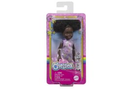 Barbie papusa chelsea creola cu par afro si rochita mov