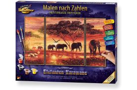 Kit pictura pe numere schipper africa -  drumul elefantilor, 3 tablouri