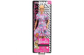 Papusa barbie fashionista fara par si rochie roz cu maneci bufante