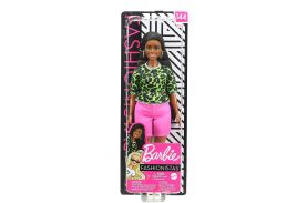 Papusa barbie fashionista cu parul brunet impletit in codite