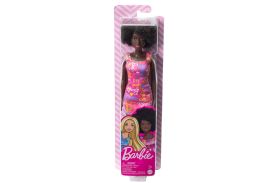 Papusa barbie creola cu par afro si cu rochita roz