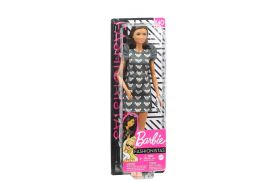 Papusa barbie fashionista bruneta cu rochita mouse print