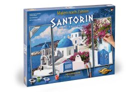 Kit pictura pe numere schipper santorini grecia, 3 tablouri