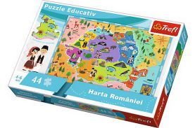 Puzzle trefl educational 44 cu harta romaniei