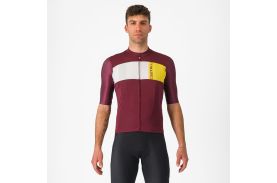 Tricou cu maneca scurta Castelli Prologo 7 Visiniu/Alb/Galben L