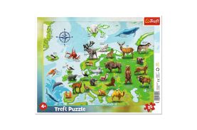 Puzzle 25 plansa harta europei cu animale