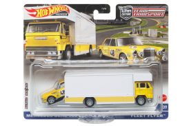 Hot wheels transportator fleet flyer cu masinuta mercedes benz scara 1:64
