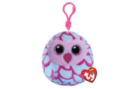 Plus breloc ty 8.5cm squishy beanies bufnita pinky roz