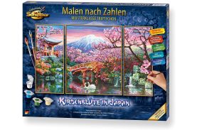 Kit pictura pe numere schipper ciresul inflorit in japonia, 3 tablouri