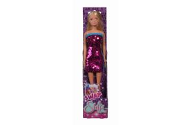 Papusa steffi cu rochie cu paiete roz