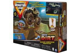 Monster jam set camioneta soldier fortune cu nisip kinetic si accesorii cu rampa