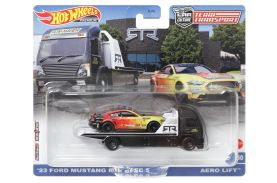 Hot wheels transportator aero lift cu masinuta ford mustang rtr spec 5 scara 1:64