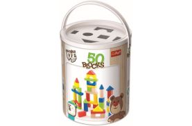 Cutie Cu 50 De Cuburi Colorate Din Lemn