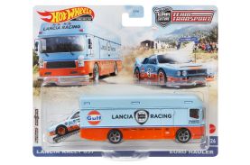 Hot wheels transportator euro hauler cu masinuta lancia rally 037scara 1:64