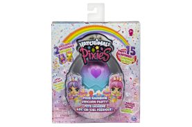 Pixies set papusa cu 2 hatchimals surpriza unicorn party si 15 accesorii