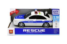 Masinuta de politie albastra cu frictiune sunete si lumini scara 1 la 16