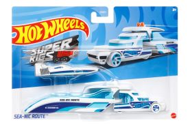 Set camion si masina sport hot wheels sea-nic route