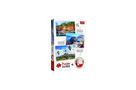 Set puzzle trefl 3 x 500 portofino santorini cappadocia