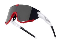 Ochelari Force Creed, lentila neagra oglinda, alb/rosu