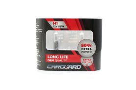 Set de 2 becuri Halogen H1, 55W, +50% Intensitate - LONG LIFE - CARGUARD