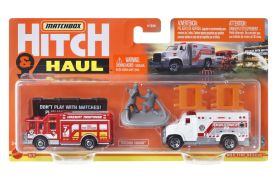 Matchbox hitch&haul set 2 vehicule mbx fire rescue hazard squad mbx ambulance scara 1:64