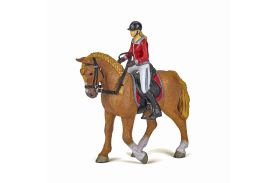 Papo figurina set echitatie cal si jocherita in jacheta rosie