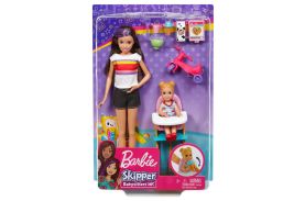 Papusa barbie mamica cu copilas si tricicleta