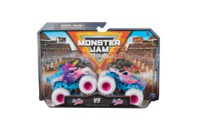 Monster jam set 2 masinute metalice sparkle smash scara 1:64