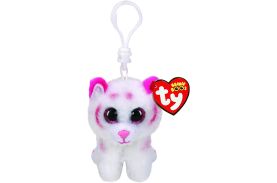 Plus breloc ty 8.5cm boos tigru alb cu roz