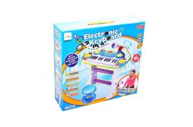 Instrument muzical pianina electronica malplay cu scaun si microfon 45 cm inaltime albastru
