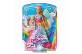 Papusa barbie cu perie si rochita multicolora