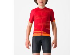 Tricou cu maneca scurta Castelli Aero Kid pentru copii Rosu/Portocaliu 4A