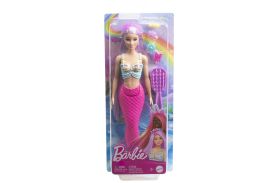 Barbie papusa sirena cu par mov si coada roz