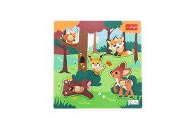Puzzle trefl din lemn 5 piese animalele din padure