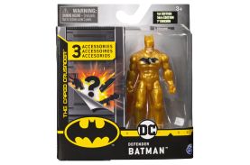 Figurina batman 10cm cu costum auriu si 3 accesorii surpriza