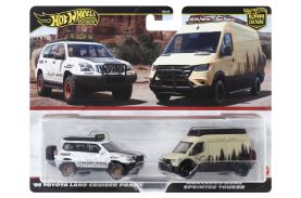 Hot wheels premium set 2 masinute metalice toyota land cruiser prado si mercedes benz sprinter tourer scara 1:64