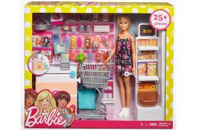 Papusa barbie cu set de joaca supermarket
